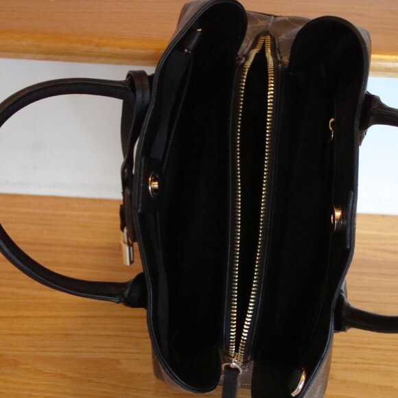 Nine West Brown Brooklyn Jet Set Satchel Brown Black Tote VERY GOOD CONDITION! - Picture 9 of 9